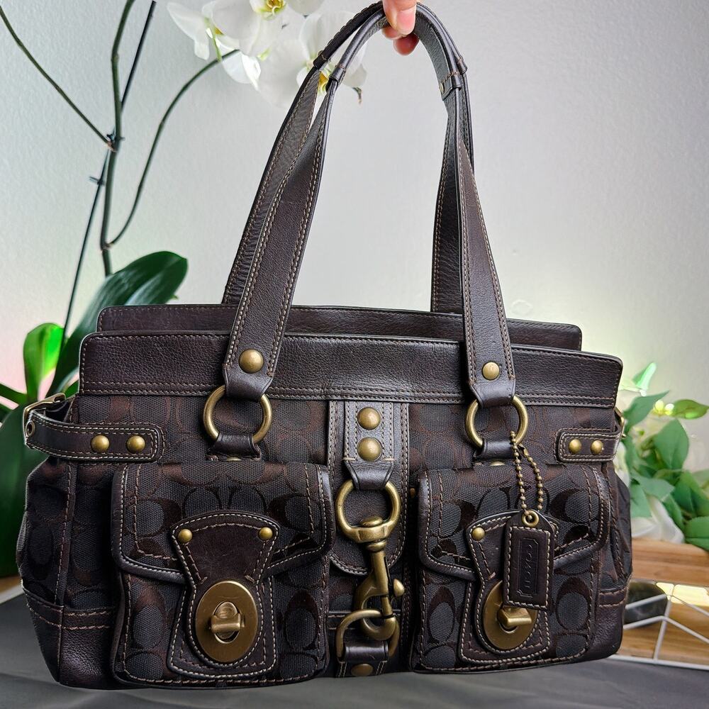 Coach Brown Signature Legacy Mandy Satchel Bag 11143